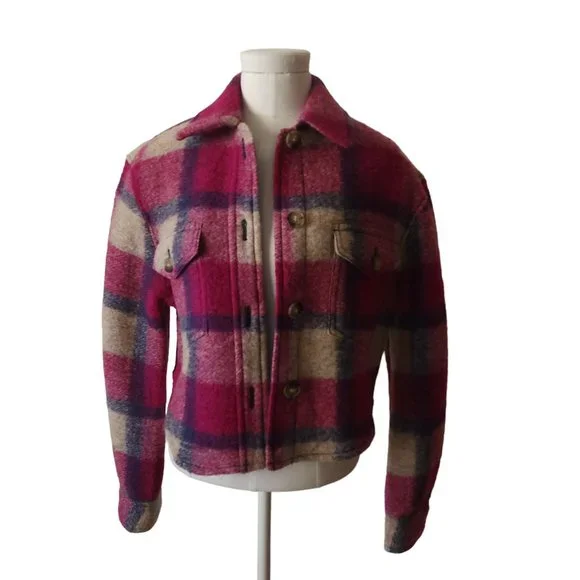 Ariztia Wilfred free Ganna Jacket short, pink blue plaid - Picture 3 of 11
